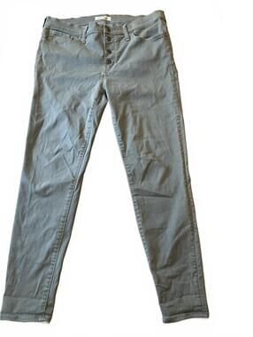 Madewell Skinny Jeans Womens 32 Gray Green Stretch Denim Button Fly